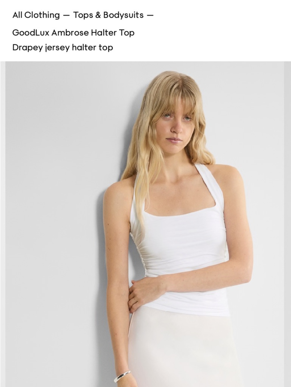 Aritzia White Draped Jersey Halter Tank